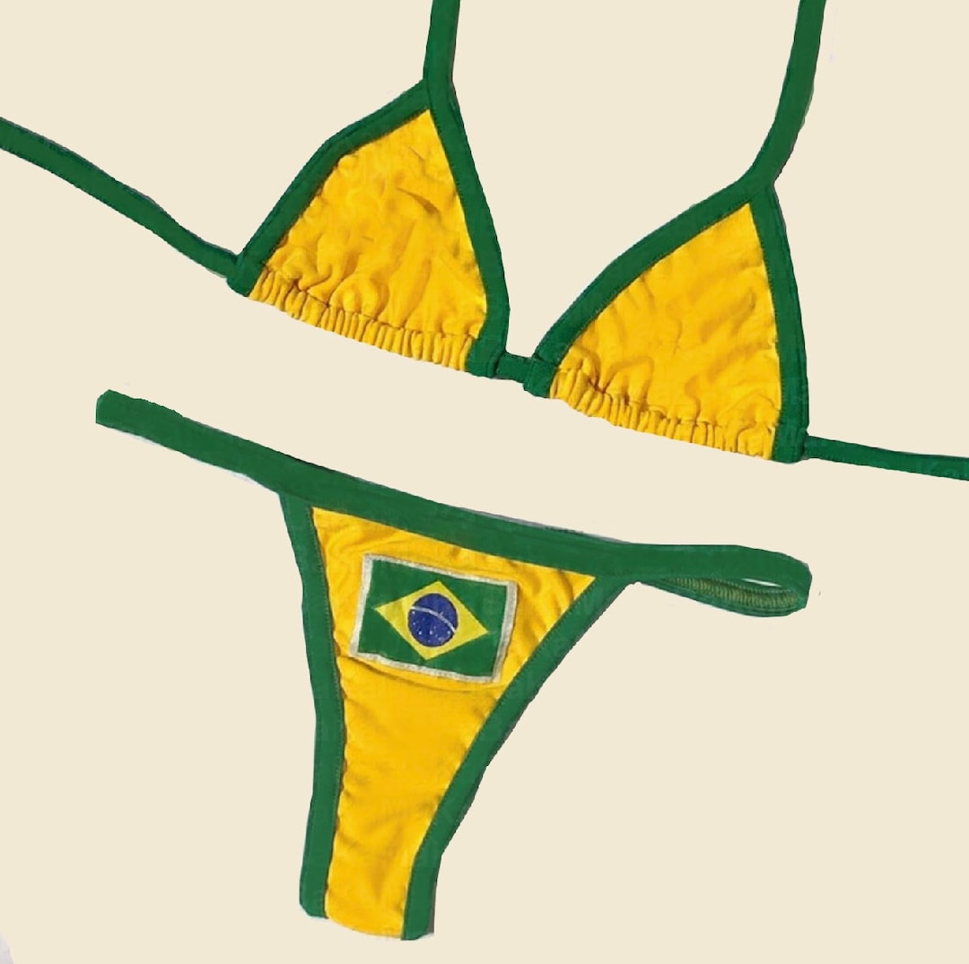 Yellow Vintage Brazil Flag Bikini Brazilcore Brazil 2000s Etsy