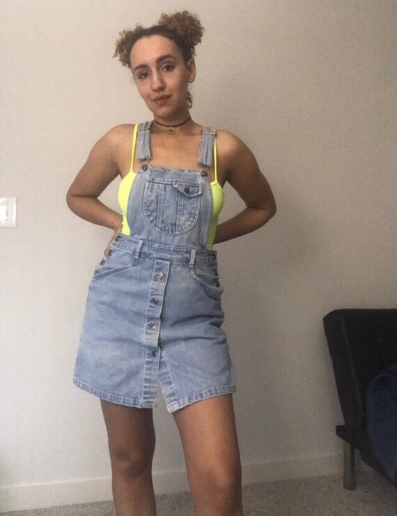 Vintage Overalls Dress Skort Denim Mini Bonjour