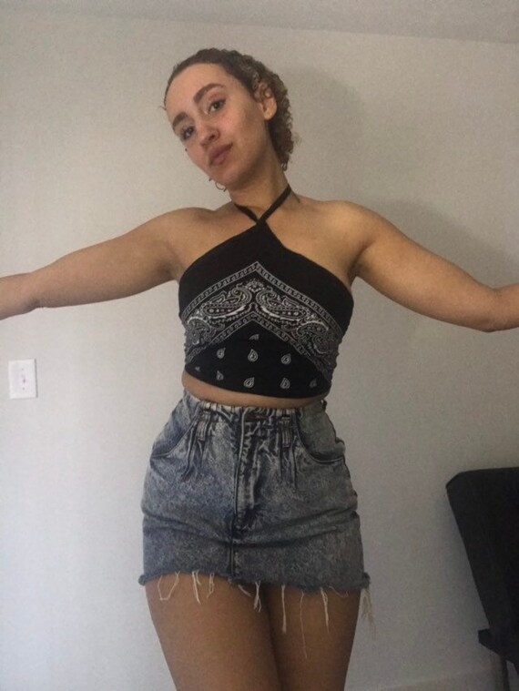 80s Denim Mini Cutoff Skirt Acid Wash