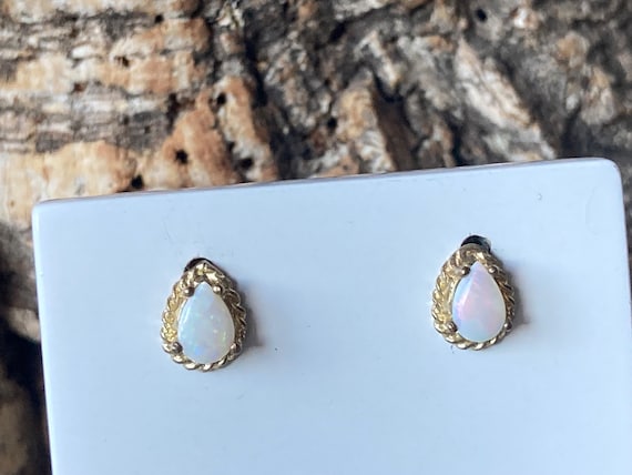 Pretty Teardrop Natural Opal Stud Earrings    SKU… - image 1