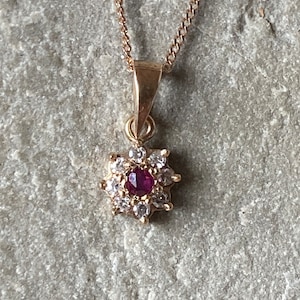 A Lovely Vintage Ruby And Diamond Pendant And Chain    SKU8681