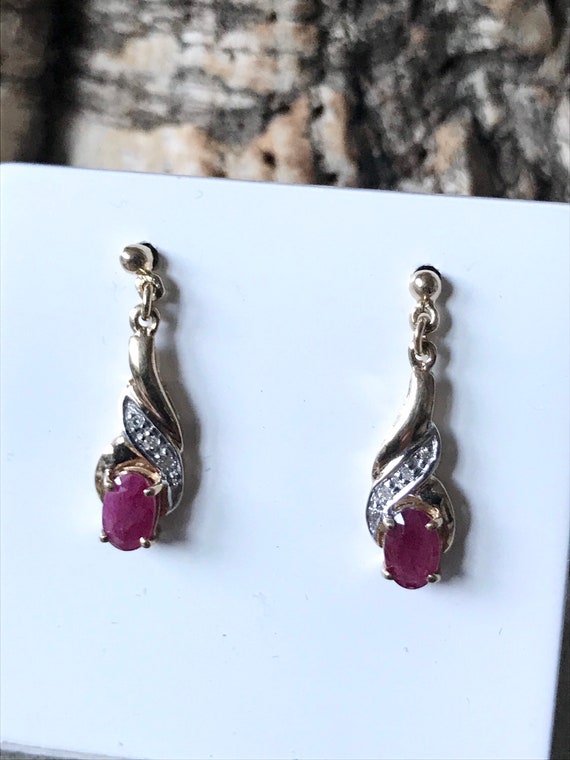 Pretty Ruby And Diamond Drop  Earrings   SKU3663 - image 9