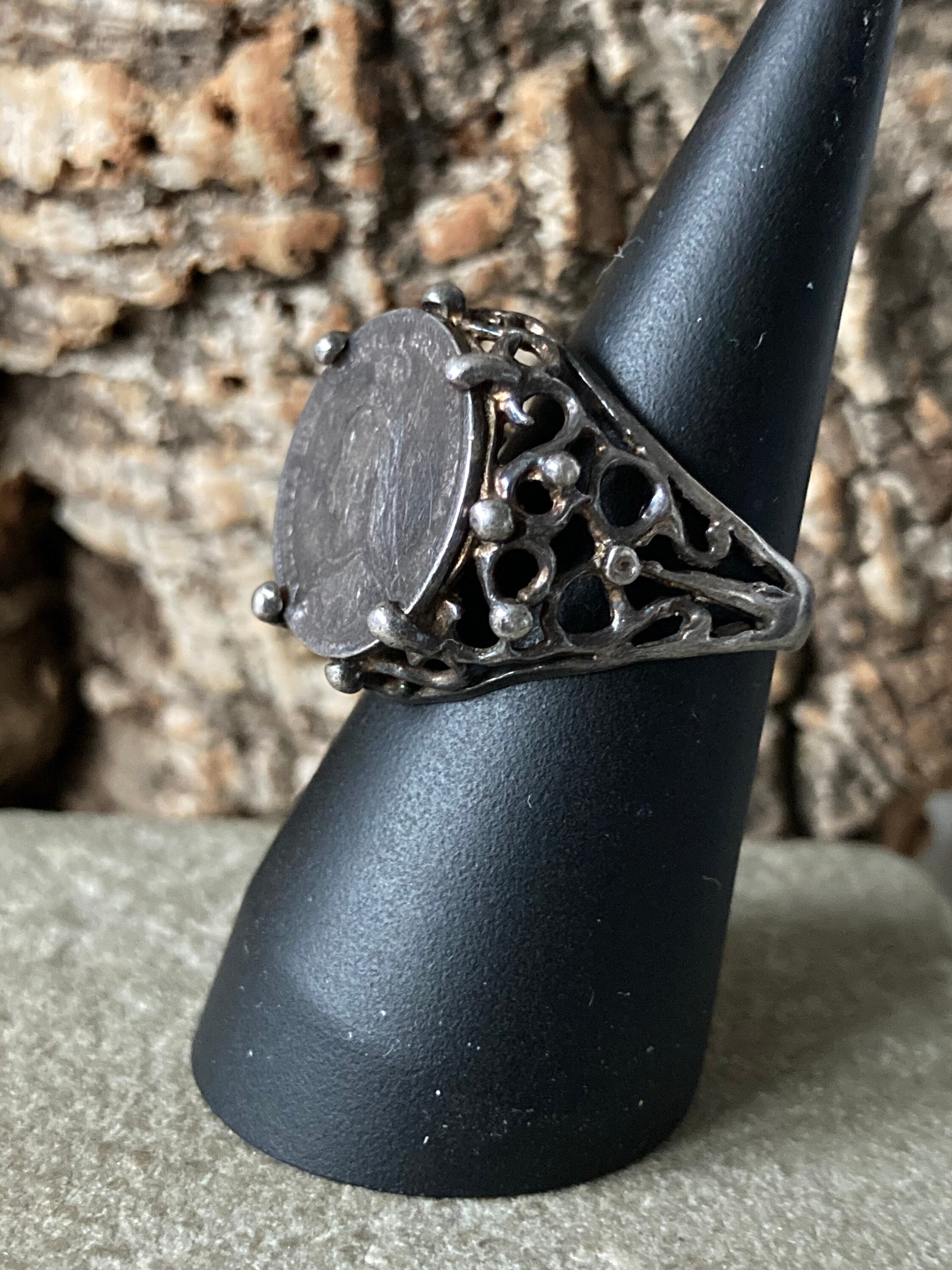 1891年ビクトリア朝コインが入ったヴィンテージシルバーコインリング SKU4471 - Etsy 日本