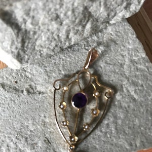 A Wonderful Antique Amethyst And Seed Pearl Pendant      SKU2289