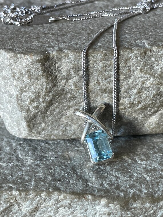 A Modern Rectangular Blue Topaz Silver Pendant An… - image 8