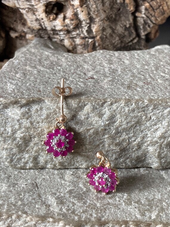 Gorgeous Ruby And Diamond Cluster Earrings   SKU6… - image 5