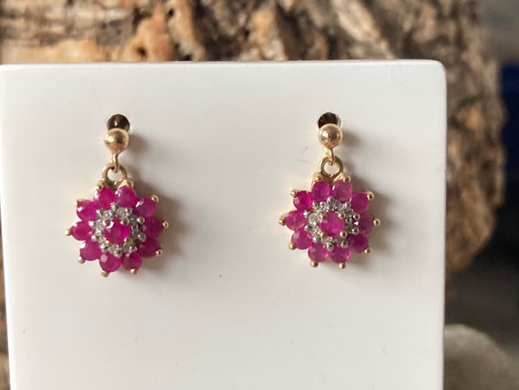 Gorgeous Ruby And Diamond Cluster Earrings   SKU6… - image 9