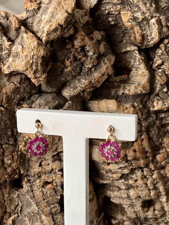 Gorgeous Ruby And Diamond Cluster Earrings   SKU6… - image 10