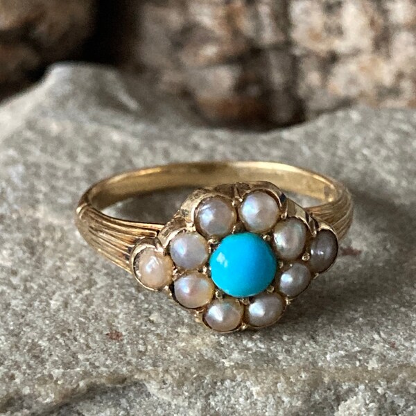 Retro Inlay Pearl Ring main image 1