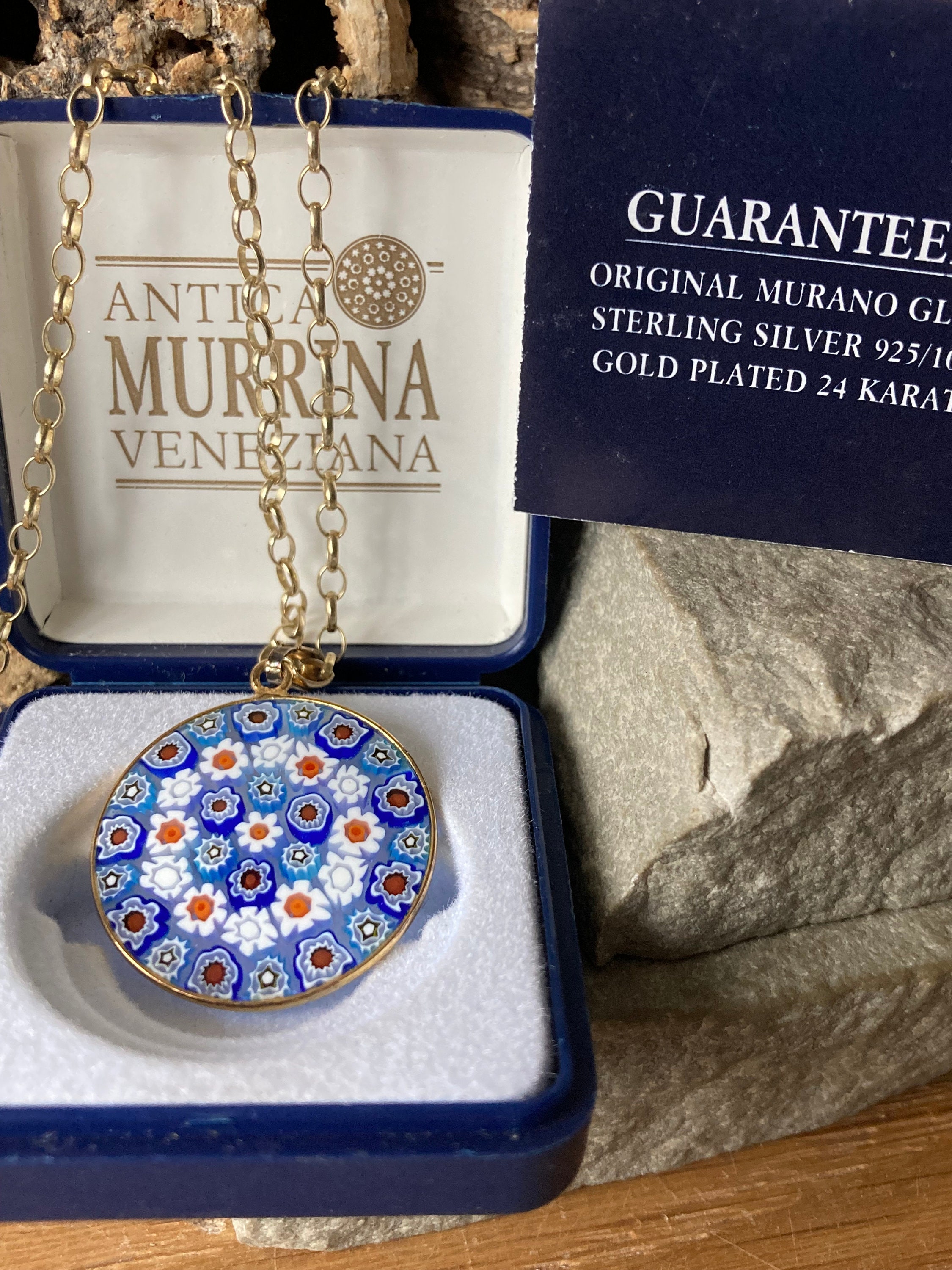 A Lovely Vintage Millefiori Murano Glass Pendant And Chain SKU8419 