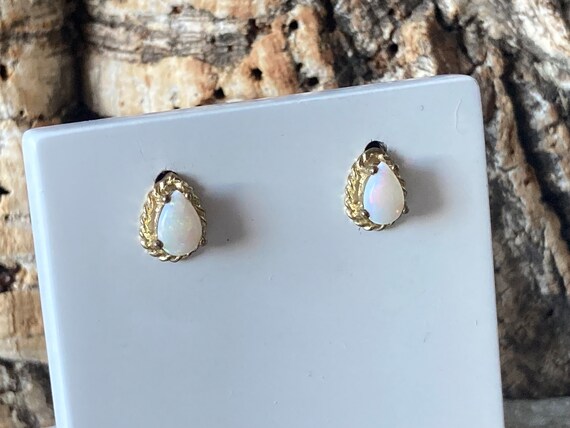 Pretty Teardrop Natural Opal Stud Earrings    SKU… - image 4