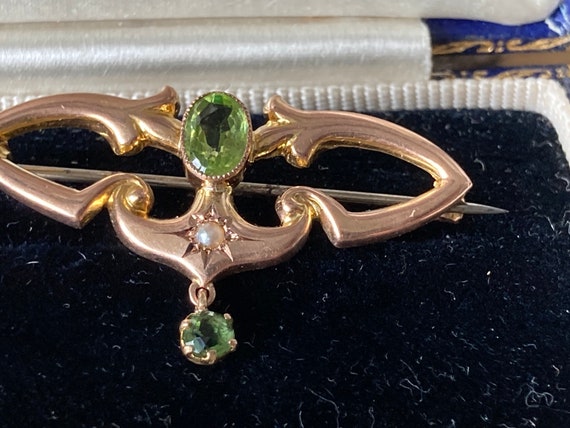 A Wonderful Art Nouveau Gold And Peridot Brooch  … - image 8