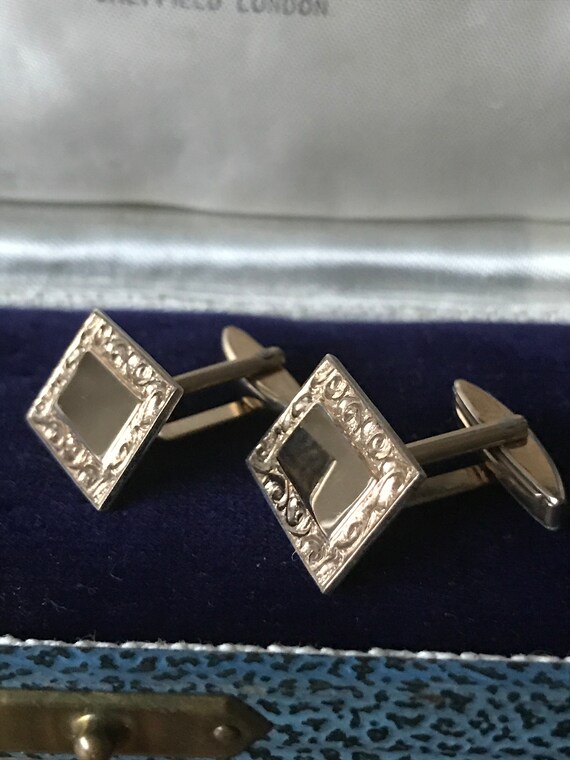 A Pair Of Classic Rectangular Gold on Silver Cuff… - image 4