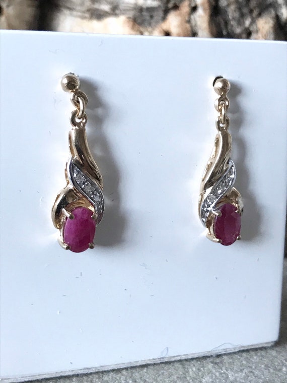 Pretty Ruby And Diamond Drop  Earrings   SKU3663 - image 4