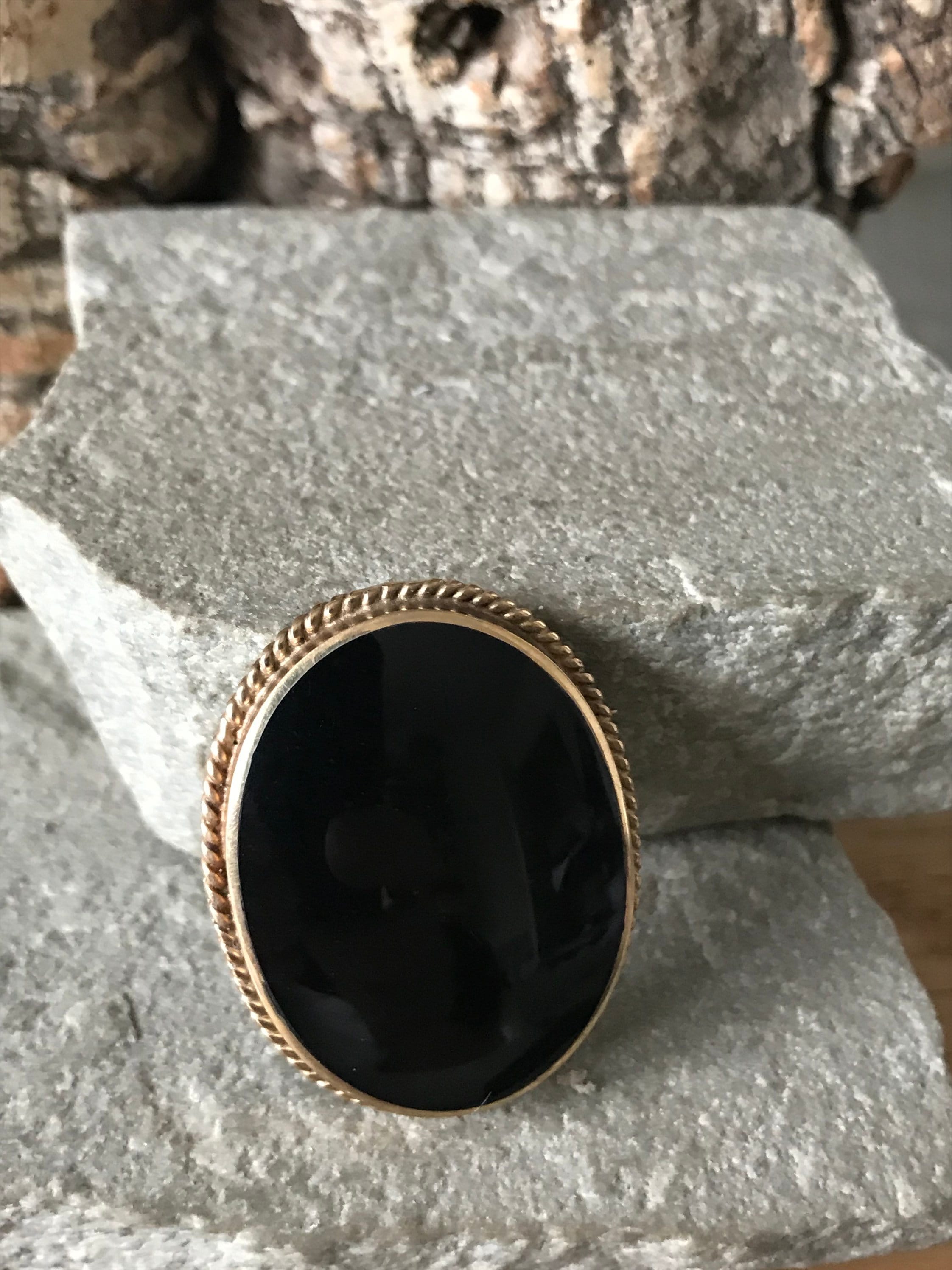クラシックなオーバルブラックオニキスブローチ SKU1463 - Etsy 日本