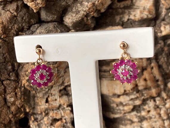 Gorgeous Ruby And Diamond Cluster Earrings   SKU6… - image 7