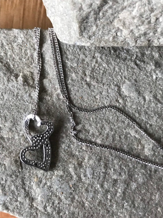 14k Gold Double Diamond Heart Necklace – Sophia's Gallery