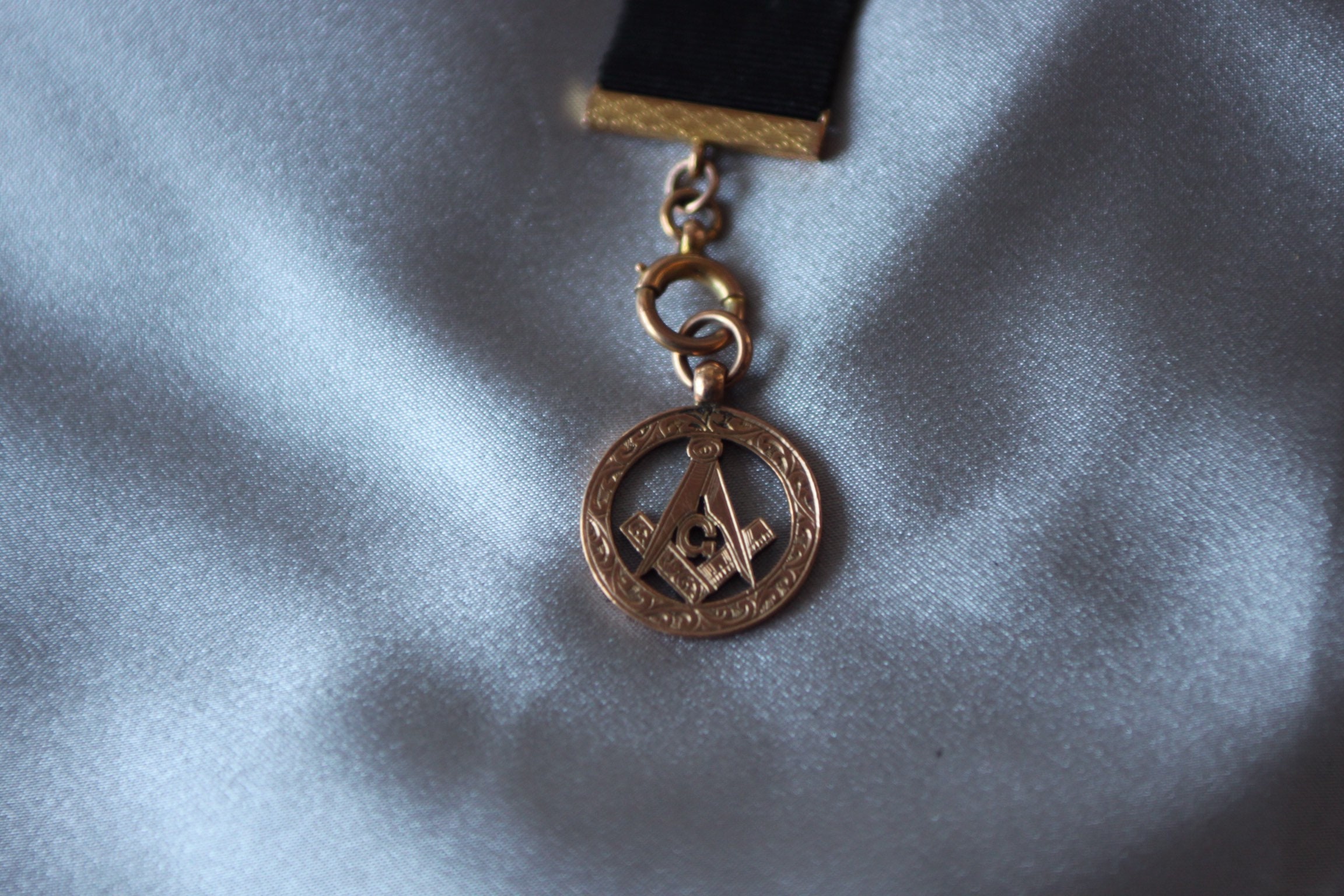 Monacle Ribbon Vintage Black Silk Masonic Ribbon and Gold Fob SKU 1698 - Etsy
