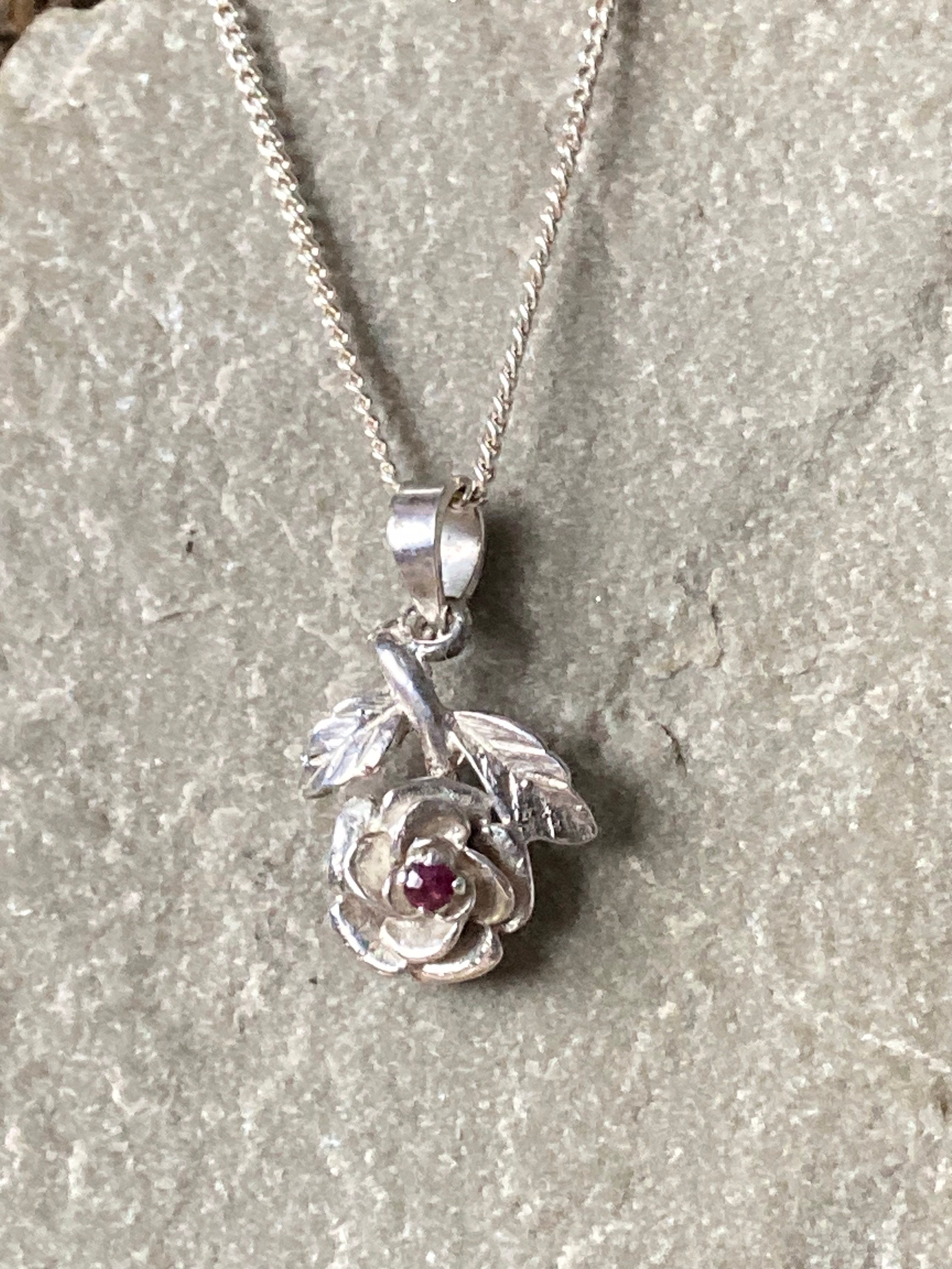 A Wonderful Vintage Silver Rose Pendant and Chain SKU7031 - Etsy