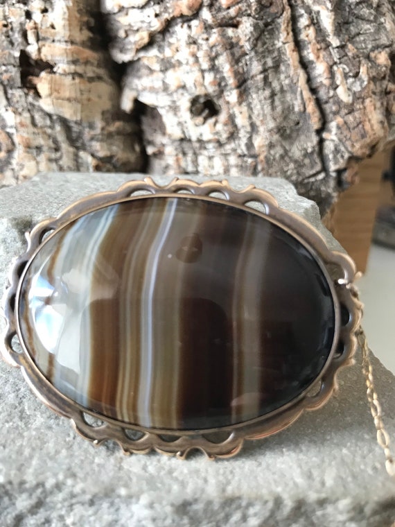 A Stunning Victorian/Edwardian Banded Agate Brooc… - image 9