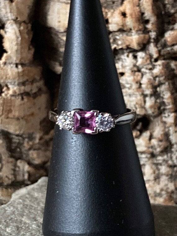 素敵なピンクサファイアとダイヤモンドのトリロジーリング SKU6074