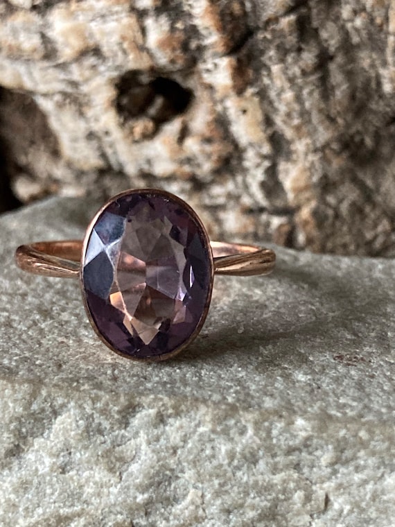 A Classic Victorian edwardian Gold Amethyst Ring SKU6043 Etsy
