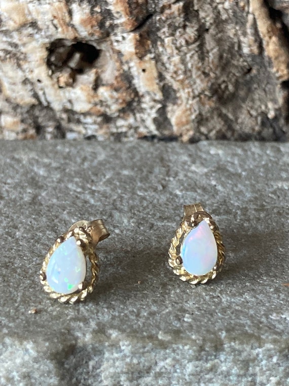 Pretty Teardrop Natural Opal Stud Earrings    SKU… - image 2