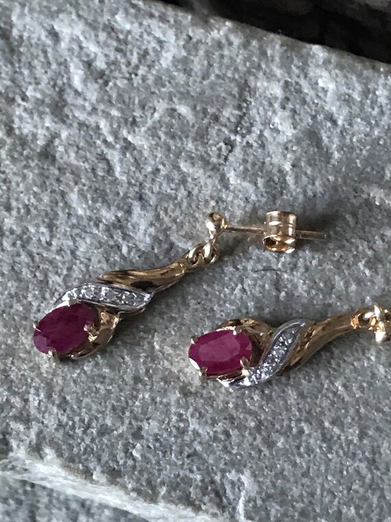 Pretty Ruby And Diamond Drop  Earrings   SKU3663 - image 3