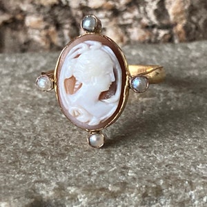 A Wonderful Victorian Seed Pearl And Cameo Ring   SKU7034