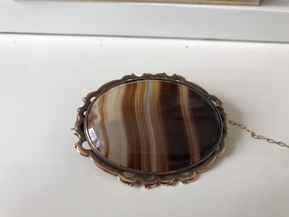 A Stunning Victorian/Edwardian Banded Agate Brooc… - image 6