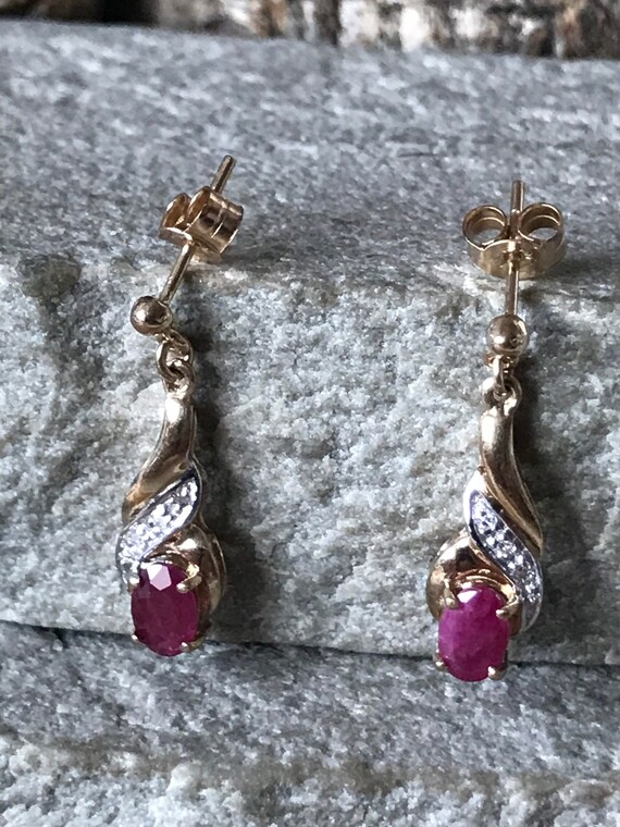 Pretty Ruby And Diamond Drop  Earrings   SKU3663 - image 6