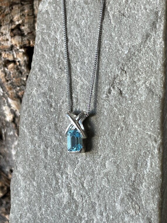 A Modern Rectangular Blue Topaz Silver Pendant An… - image 7