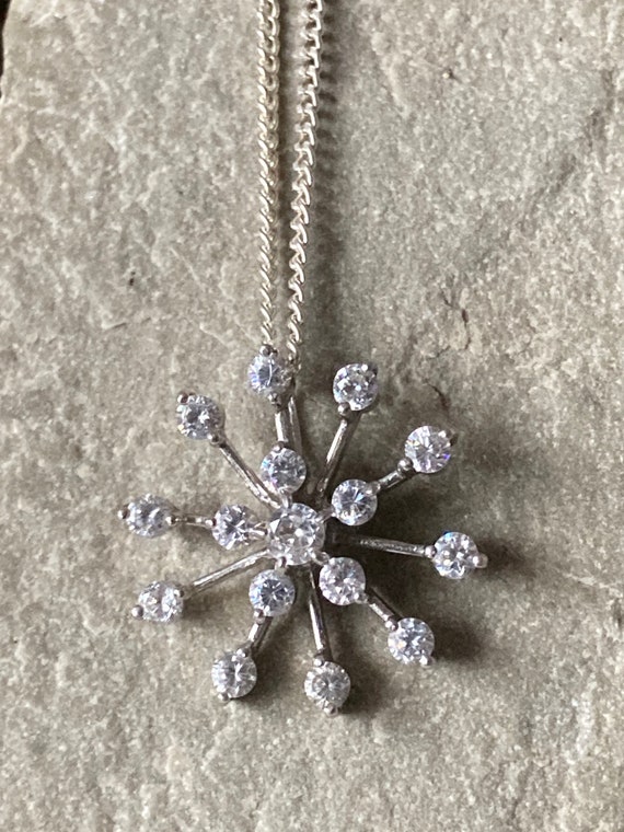 A Wonderful Sparkling Silver Snowflake Pendant and Chain SKU4737 Etsy Ireland