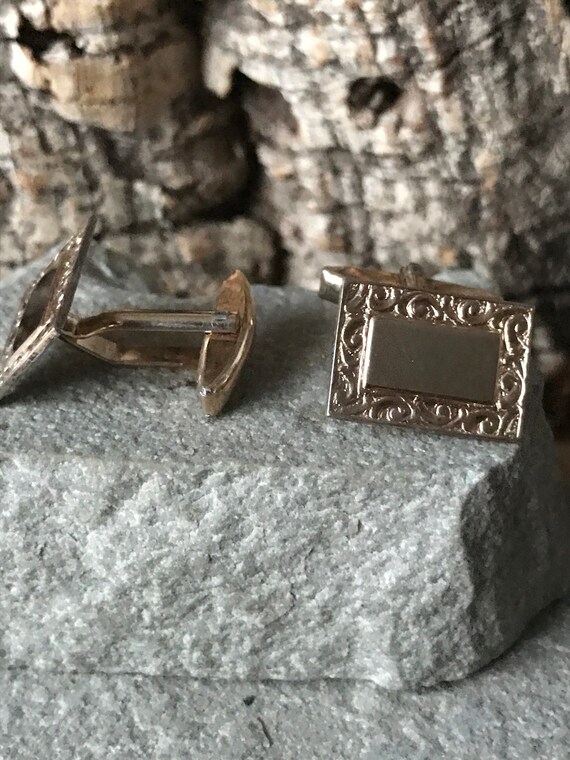 A Pair Of Classic Rectangular Gold on Silver Cuff… - image 9