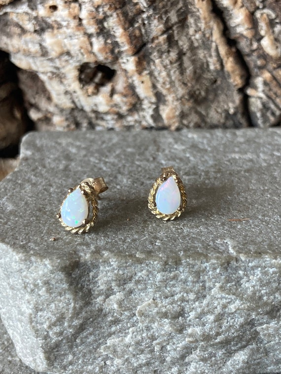 Pretty Teardrop Natural Opal Stud Earrings    SKU… - image 5