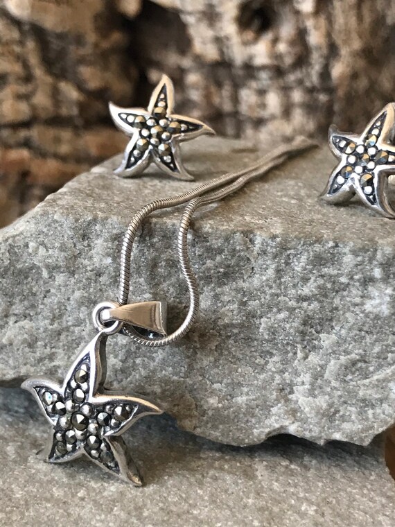 A Silver and Marcasite Starfish Earrings and Pendant SKU2931 Etsy