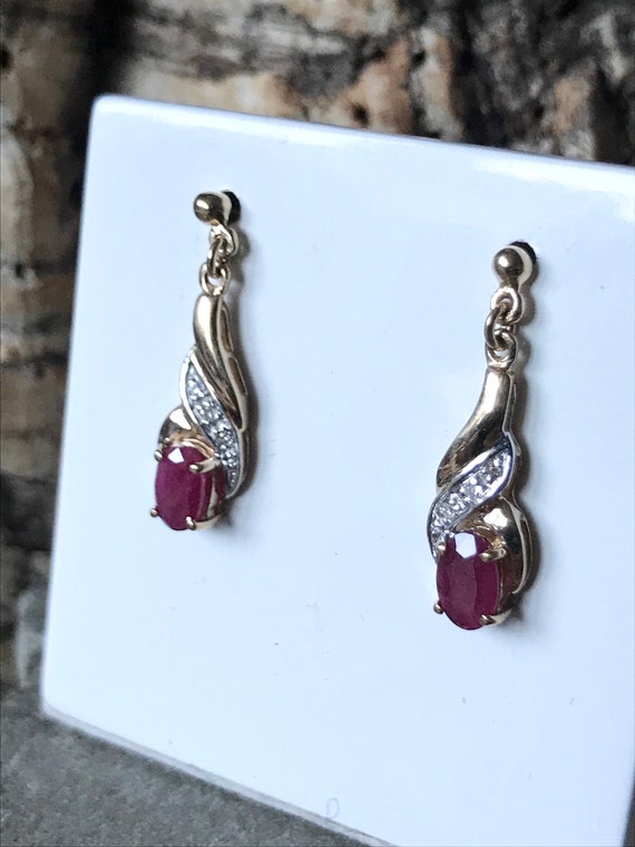 Pretty Ruby And Diamond Drop  Earrings   SKU3663 - image 8