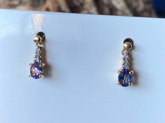 Pretty 18ct Gold Tanzanite And Diamond Drop Earri… - image 8