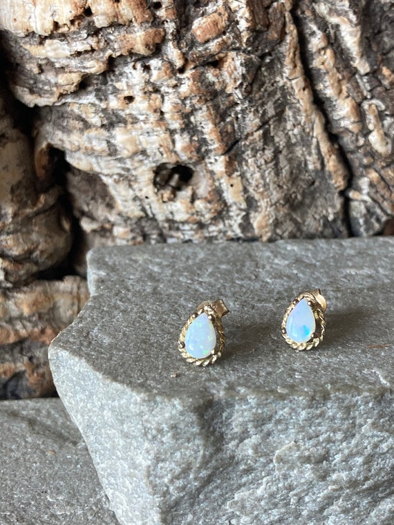 Pretty Teardrop Natural Opal Stud Earrings    SKU… - image 7