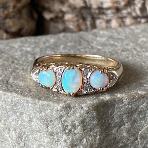 A Lovely Classic Natural Opal And Diamond Victorian Style Ring   SKU8268