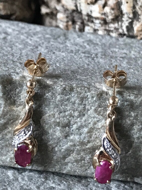 Pretty Ruby And Diamond Drop  Earrings   SKU3663 - image 10