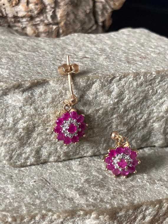 Gorgeous Ruby And Diamond Cluster Earrings   SKU6… - image 2