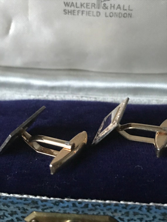 A Pair Of Classic Rectangular Gold on Silver Cuff… - image 8