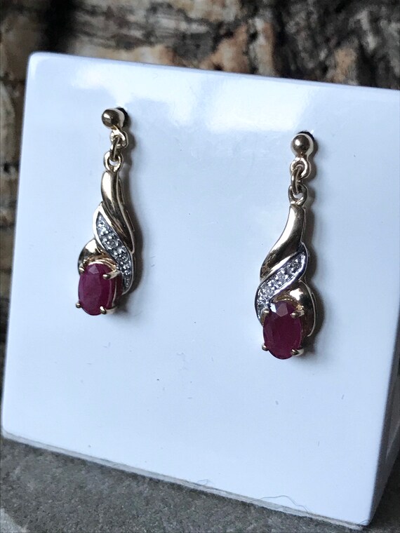 Pretty Ruby And Diamond Drop  Earrings   SKU3663 - image 7