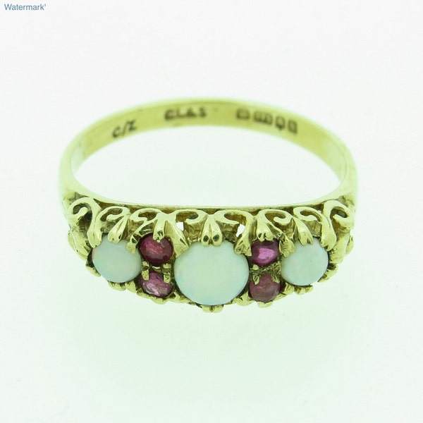 9ct Gold viktorianischen Stil Ruby & Opal Ring (SKU234)