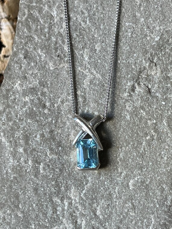 A Modern Rectangular Blue Topaz Silver Pendant An… - image 6