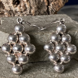 Unusual Vintage Chunky Mexican Silver Bead Earrings SKU4483