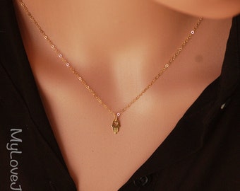 Hamsa necklace, hamsa hand necklace, lucky charm, evil eye necklace, hand of fatima, gift under 50, dainty necklace, everyday necklace