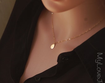 Drop necklace, gold drop necklace, tiny necklace, dainty necklace, goldfilled necklace, everyday necklace, Minimal Delicate Necklace