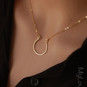 Horseshoe Necklace, Sterling silver Handmade Hammered Horseshoe Necklace, Luck Necklace, gift under 50, gift for her, bridesmaid necklace